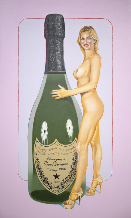 MEL RAMOS - Dom Perignon MEL RAMOS - Dom Perignon - oil on canvas - 60 x 35 7/8 in.