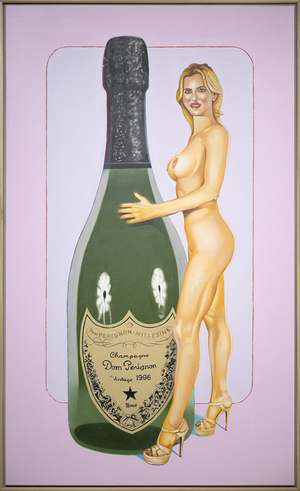 MEL RAMOS - Dom Perignon MEL RAMOS - Dom Perignon - oil on canvas - 60 x 35 7/8 in.