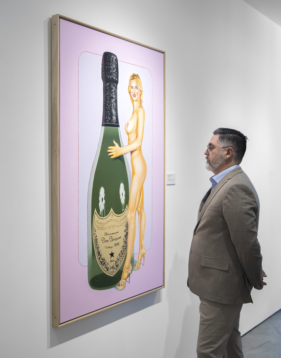 MEL RAMOS - Dom Perignon MEL RAMOS - Dom Perignon - oil on canvas - 60 x 35 7/8 in.