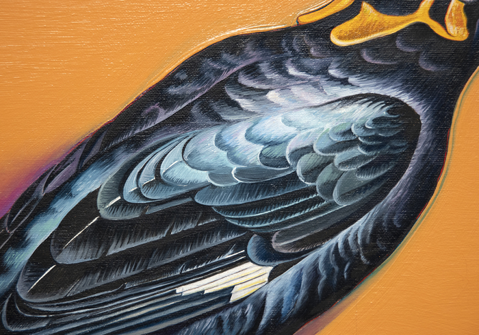 MEL RAMOS - Leta and the Hill Myna MEL RAMOS - Leta and the Hill Myna - oil on canvas - 60 x 52 in.