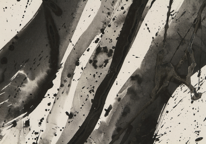 SAM FRANCIS - Untitled (Black and White Composition) - acrylic on paper - 23 3/4 x 17 3/4 in.