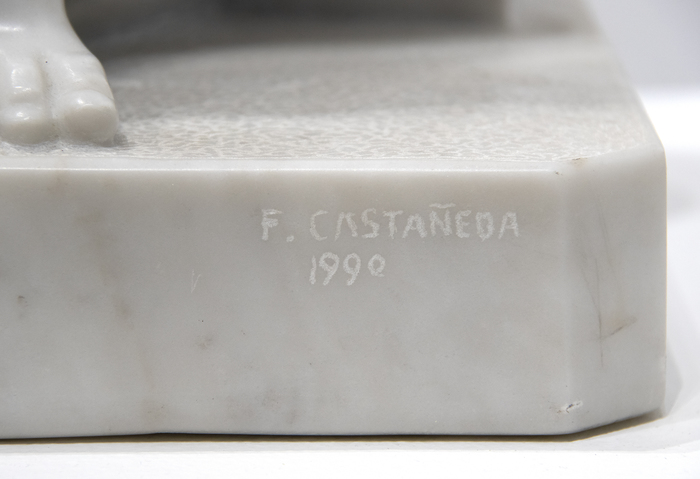 FELIPE CASTANEDA - Provinciana - white carrera marble - 20 7/8 x 13 1/4  x 10 1/4 in.