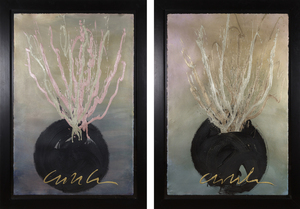 DALE CHIHULY-Ikebana Diptych (from Burned Drawings series)