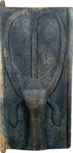 The water buffalo symbolizes virility and suggests wealth and status for the Toraja. Water buffalo motifs appear commonly on houses and granaries suggesting the link between extensive landholding and the ability to build and lavishly decorate traditional Toraja village structures. 
<br>
<br>South Sulawesi is home to the Toraja people, who live in a picturesque, mountainous region called Tana Toraja, or Toraja Land. At the center of Toraja culture is a fascinating and complex belief system surrounding death and the afterlife. Death is an elaborate affair, and the prolonged funerals are a major interest to visitors, who can attend the ceremonies but should show the same respect that they would for their own. The funerals typically involve feasting, buffalo sacrifice, dancing and martial arts, culminating with a procession that carries the coffin to its final resting place in one of the many caves on the surrounding cliffs, which are guarded by rock statues. 
<br>
<br>The Torajas are equally famous for their houses, which are called Tongkonan, or Family Houses. The houses are built on stilts, and each end rises like the horns of a buffalo, with the points always facing north and south.