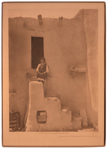 EDWARD S. CURTIS - A 2nd Story Apartment At Paguate - vintage small format copper photogravure printing plate - 9 x 6 1/2 in.