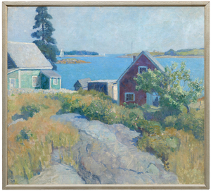N.C. WYETH - Port Clyde Harbor, Maine - oil on canvas - 35 x 39 in.