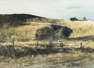 غريغوري سوميدا - الظل البعيد، فرسان فيري، كاليفورنيا - الألوان المائية - 21 1/2 × 29 3/4 في.