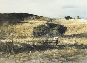 GREGORY SUMIDA - Distant Shade, Knights Ferry, CA - acuarela - 21 1/2 x 29 3/4 in.