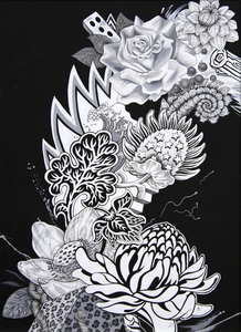 PENELOPE GOTTLIEB - Byttneria ivorensis (EX) - acrylic and ink on canvas - 40 x 28 in.