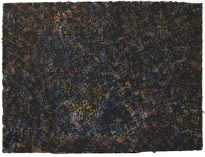 SAM GILLIAM - Coffee Thyme (Black) - litografía en color, sello de caucho y estampado en relieve sobre papel especial HMP de John Koller - 31 3/4 x 44 in.