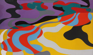 ROLAND PETERSEN - Clouds to Water #5 - acrylic on canvas - 30 1/8 x 50 in.