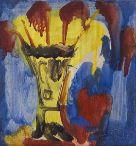 Hofmann painted "Yellow Vase" just two years before his first solo exhibition at Art of This Century gallery in New York in 1944. This vibrant work is an impromptu study that examines the breakdown of form, which in 1942 was an evolving principle of Abstract Expressionism. Hofmann was a prominent teacher at this time, and his students included Helen Frankenthaler, Allan Kaprow, Michael Goldberg, and dozens of others. <br><br>"Yellow Vase" captures the dynamism of Hofmann's unique approach to representation and abstraction. His works' energy and movement would prove to be among his most significant contributions to 20th Century American Art.