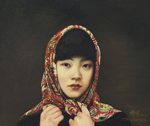 Jiang Guofang - Portrait of the Artist's Wife - oil on canvas - 20 7/8 x 25 5/8 in
