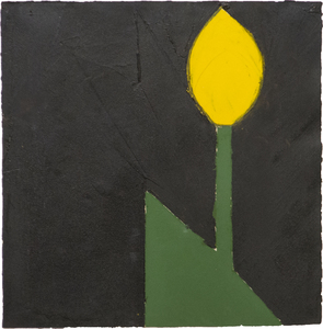 DONALD SULTAN - Yellow Tulip #18 - oil and tar on paper - 20 x 20 in.