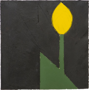 DONALD SULTAN - Gelbe Tulpe Nr. 18 - Öl und Teer auf Papier - 20 x 20 Zoll.