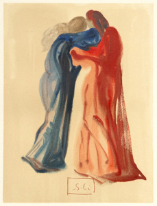 SALVADOR DALI - Divine Comedy Purgatory Canto 29 - color wood engraving on paper - 13 x 10 1/2 in.