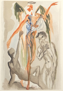 SALVADOR DALI - Divine Comédie Purgatoire Canto 32 - gravure sur bois en couleur sur papier - 13 x 10 1/2 in.