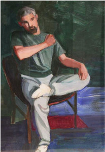 وليام ثيوفيلوس براون - جيمي يجلس (خلفية خضراء) - الاكريليك والنفط على قماش - 14 × 9 3/4 في.
