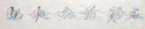 DOROTHEA TANNING - "D" (Frieze #20 "D") - pen, pencil and gouache on Japon Nacre paper - 5 x 25 3/4 in.