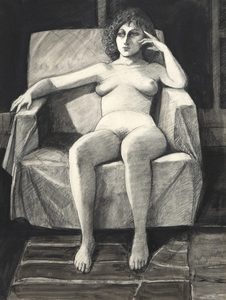 WILLIAM THEOPHILUS BROWN-Untitled (Mujer sentada desnuda)