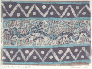 JAE KON PARK - Sobre la antigua Corea - batik sobre tela - 9 1/4 x 13 in.