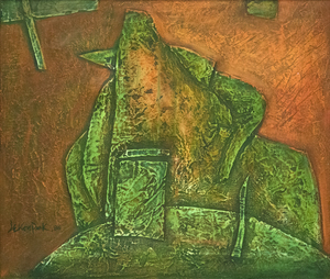 JAE KON PARK - 無題 - キャンバスに油彩 - 18 x 21インチ。