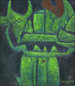 JAE KON PARK - 無題 - キャンバスに油彩 - 21 x 18インチ。