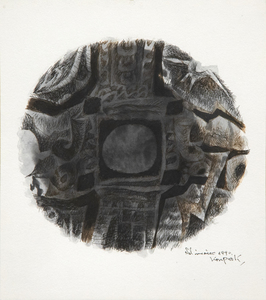 JAE KON PARK - Le Soleil Inca - encre sur papier - 10 3/4 x 9 1/4 po.
