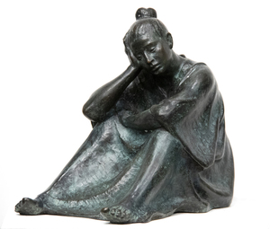 FELIPE CASTANEDA - Mujer en Reposo - bronze - 14 x 9 x 15 3/4 in.