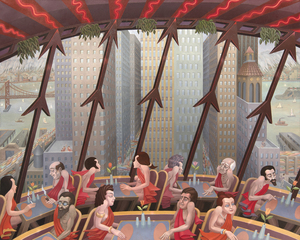 IRVING NORMAN - Carousel Restaurant - oil on canvas - 60 x 72 in.
