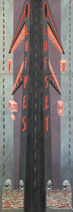 IRVING NORMAN - City Image - oil on canvas - 124 x 44 in.