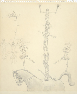 IRVING NORMAN - The Circus, Balancing Act 2 (eine Studie) - Bleistift auf Papier - 11 x 9 in.