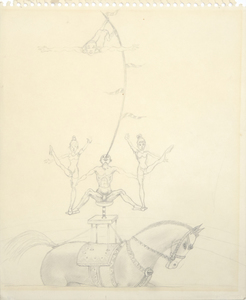 IRVING NORMAN - Der Zirkus, Der Balanceakt 2a (eine Studie) - Bleistift auf Papier - 11 x 9 in.