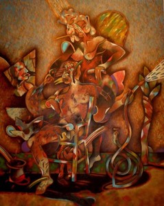 SAUL KAMINER - La Peluquera - oil on canvas - 63 1/4 x 51 1/4 in.