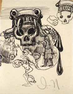 IRVING NORMAN - Untitled - pen and ink - 3 1/2 x 2 1/2 in.