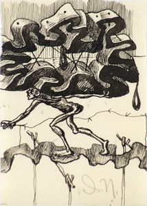 IRVING NORMAN - Untitled - pen and ink on paper - 3 1/2 x 2 1/2 in.