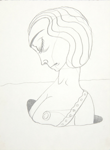 IRVING NORMAN - Untitled (Head of Woman) - graphite on paper - 12 x 8 7/8 in.