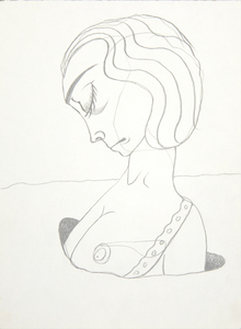 IRVING NORMAN - Untitled (Head of Woman) - graphite on paper - 12 x 8 7/8 in.