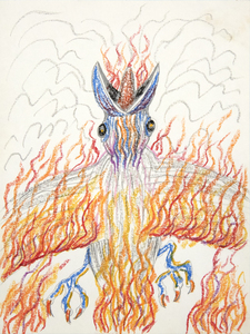 IRVING NORMAN - Sans titre (Fire Bird) - graphite et crayon sur papier - 12 x 8 7/8 in.
