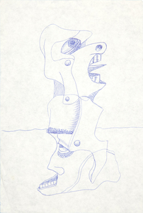 アーヴィング・ノーマン - 無題(抽象的な頭) - 紙の上のペン - 8 7/8 x 6で。