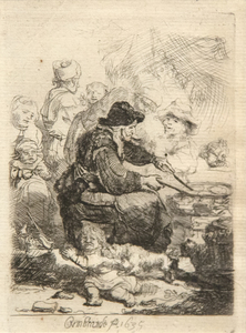 REMBRANDT VAN RIJN - The Pancake Woman - original etching - 4 1/2 x 3 1/2 in.