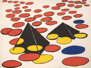 ALEXANDER CALDER - Black Pyramids - color lithograph on wove paper - 21 x 33 in.