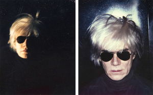 Beginning in 1963, with a silkscreen derived from a photo booth strip, Warhol repeatedly explored his likeness, culminating with the iconic "Fright Wig" image. Essential to his depiction of celebrities and self-representation, the Polaroid photograph played a crucial role in his work and our perceptions of his massive contribution to post-war art in America. The two images presented, dark and spooky, are beautifully crafted, well-staged portraits. Enveloped in a moody ambiance that eviscerates his body, these self-portraits depict Andy clad in this iconic wig and dark aviator sunglasses, set against a backdrop so deeply shadowed that his head seems to float in a void of darkness. Warhol loved role-playing, and here it is in spades!