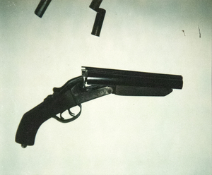 ANDY WARHOL - 銃 - ポラロイド、ポラカラー - 4 1/4 x 3/8 in.