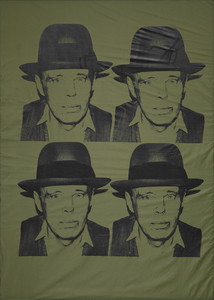 Although the Warhol of the 1980s is associated with excess and celebrity, the decade was perhaps one of his most insightful into fame, infamy, art, and society. The Pop provocateur produced, at an astonishing rate, works that mined these themes. This work featuring a repeated portrait of German artist Joseph Beuys was most likely based off a single Polaroid that Warhol took of Beuys in 1979.<br><br>Joseph Beuys was one of the most important contemporary artists whose work expanded the meaning of art through his performances and unconventional artworks that incorporated unusual but pointed material.<br><br>This piece represents the meeting between Beuys and Warhol, the union of two titans of art coming from a distinctly European and American point of view. Both artists shared an admiration for each other despite their different approaches to art. What the two shared was the ability to reflect society back onto itself and their ability to self-mythologize.