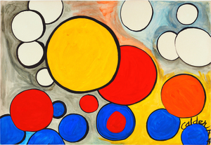 ALEXANDER CALDER - Many Orbs in Space - gouache and ink on paper - 29 1/2 x 43 1/4 in.