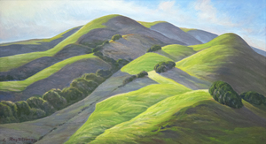 RAY STANFORD STRONG - Primavera, Montaña Negra, Condado de Marin - óleo sobre lienzo - 24 x 44 pulgadas.