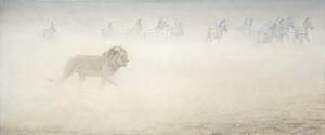 ROBERT BATEMAN-Out of Range - Lions & Zebras