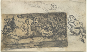 PAUL CEZANNE - Étude pour “La Partie de pêche” - graphite on paper, removed from BSA sketchbook - 4 x 6 3/4 in.