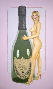 MEL RAMOS - Dom Perignon - huile sur toile - 60 x 35 7/8 in.